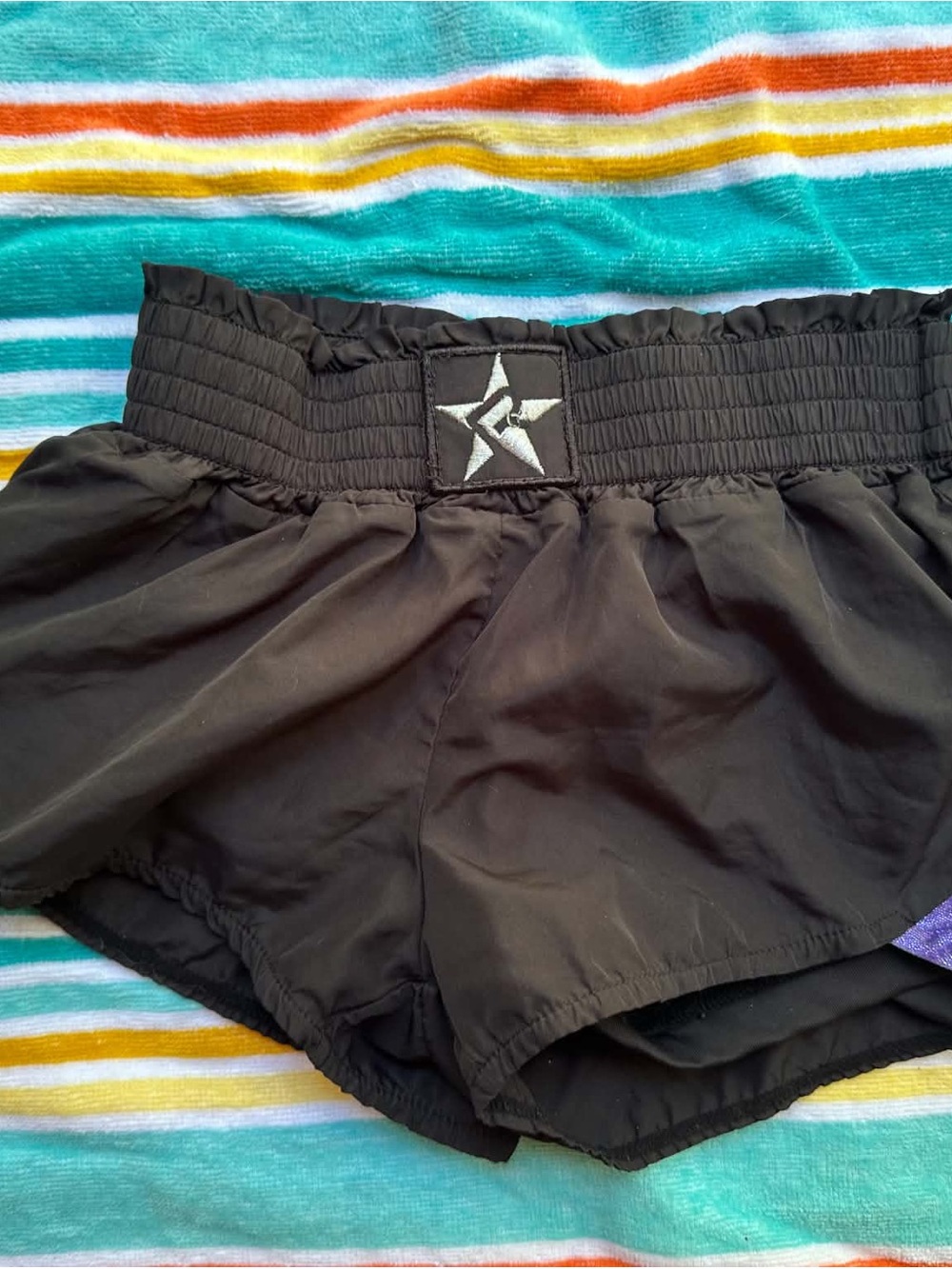 Girls Black rebel Athletic cheer shorts set YS